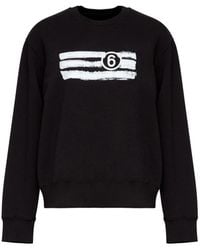 MM6 by Maison Martin Margiela - Schwarzer Grafikdruck Crew Neck Pullover - Lyst