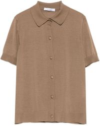 Max Mara - Brauner Wollpullover Mit Hemdkragen - Lyst
