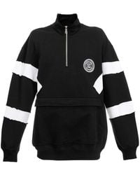 Balmain - Stilosa felpa in cotone nera con dettaglio logo - Lyst