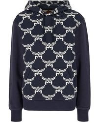 MCM - Hoodies & Sweatvesten ,Blauw ,Katoen Printed Cotton Hoodie - Lyst