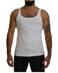 Dolce & Gabbana - Weiße ärmellose baumwoll-t-shirt - Lyst