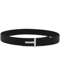 Tom Ford - Accessoires ,Blauw ,Leer Leren Riem Met Dubbelzijdig Draagvlak - Lyst