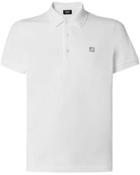Fendi - Tops ,Wit ,Katoen Ff Metallic Logo Polo - Lyst