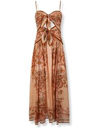 Zimmermann - Kleedjes ,Veelkleurig ,Aster Scarf Midi Jurk - Lyst