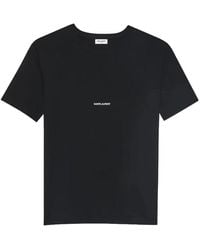Saint Laurent - Tops ,Zwart ,Katoen Rive Gauche T-Shirt - Lyst