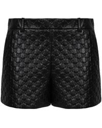 Gucci - Geëmbosseerde Leren Shorts Hoge Taille - Lyst