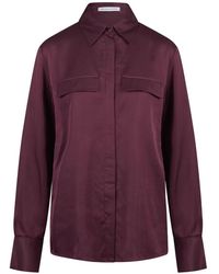 Mar De Margaritas - Overhemden ,Rood ,Rayon Regular Overhemd Met Blinde Sluiting En Bies - Lyst