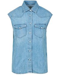 Roy Rogers - Denim hemd mit klassischem kragen und druckknopfverschluss - Lyst