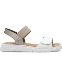 Rieker - Schoenen ,Veelkleurig ,Leer Witte Open Platte Sandalen - Lyst