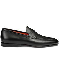 Santoni - Polierte penny loafer aus leder,handgefertigter penny loafer aus leder - Lyst