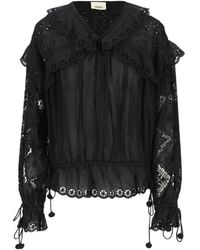Isabel Marant - Overhemden ,Zwart ,Eyelet Lace Blouse - Lyst