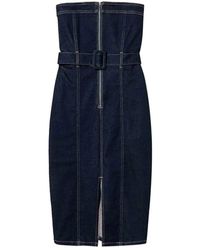 Actitude - Denim Longuette Kleid Mit Reißverschlussdetail - Lyst
