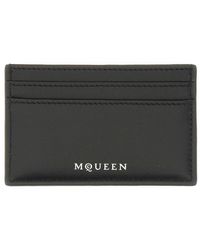 McQueen - Accessoires ,Zwart ,Leer Skull Card Holder - Lyst