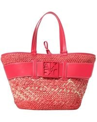 ARMANI EXCHANGE - Geweven Straw Tote Bag Met Riem - Lyst
