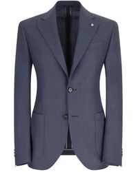 Lubiam - Jassen ,Blauw ,Katoen Blauwe Wollen Katoenen Jas - Lyst