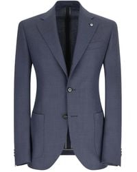Lubiam - Jassen ,Blauw ,Katoen Blauwe Wollen Katoenen Jas - Lyst