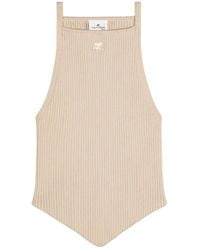 Courreges - Gerippter gestrickter bestickter logo-top - Lyst