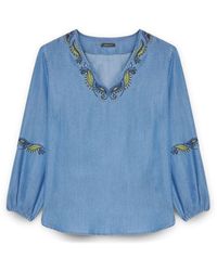 FIORELLA RUBINO - Mit Tencel-Fasern Bestickte Bluse - Lyst