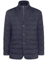 Herno - Jassen ,Blauw ,Gewatteerd Donsjack Peak Revers - Lyst