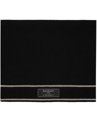 Balmain - Accessoires ,Zwart ,Wol Ribgebreide Sjaal - Lyst
