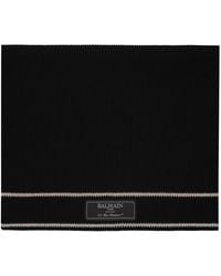 Balmain - Accessoires ,Zwart ,Wol Ribgebreide Sjaal - Lyst
