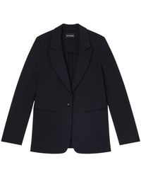 Emporio Armani - Jassen ,Zwart ,Leer Viscose Stretch Interlock Jacket - Lyst