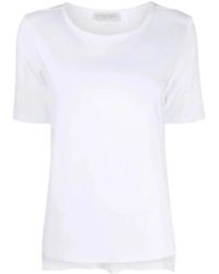 Le Tricot Perugia - Tops ,Wit ,Witte T-Shirt Met Korte Mouwen En Asymmetrische Zoom - Lyst