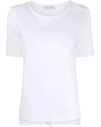 Le Tricot Perugia - Tops ,Wit ,Witte T-Shirt Met Korte Mouwen En Asymmetrische Zoom - Lyst