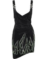 Philipp Plein - Jersey Strass Mini Jurk Flame - Lyst