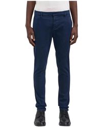 Dondup - Broeken ,Blauw ,Katoen Straight Fit Katoenen Twill Chino's - Lyst