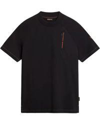 Napapijri - Tops ,Zwart ,Katoen Zwarte Katoenen T-Shirt Met Korte Mouwen - Lyst