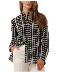 Modström - Overhemden ,Zwart ,Zwarte Geborduurde Blouse - Lyst