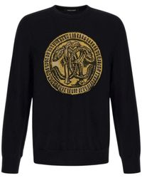 Roberto Cavalli - Truien & Vesten ,Zwart ,Wol Zwarte Rc Logo Sweatshirt Gemaakt - Lyst
