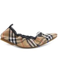 Burberry - Schoenen ,Katoen Check Fawn Ballerina's - Lyst