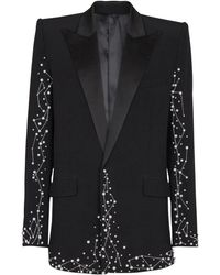 Balmain - Crepe Jas Met 1 Knoop En Constellation-Borduursel - Lyst