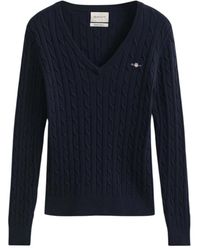GANT - V-Neck Knitwear - Lyst