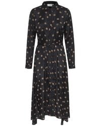 Kaffe - Kleedjes ,Zwart ,Mustang Dot Zwarte Jurk Met Riem - Lyst