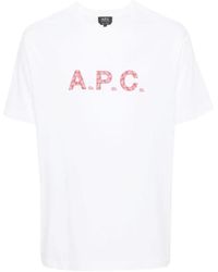 A.P.C. - Weiße logo print t-shirts und polos - Lyst