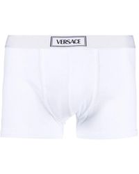 Versace - Logo boxers weiß stretch baumwolle - Lyst