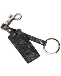 Dolce & Gabbana - Dg Logo Leather Metal Keychain - Lyst