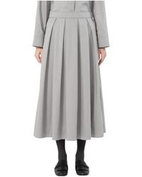 Max Mara - Katoen Satijn Geplooide Midi Rok - Lyst