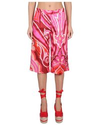 Etro - Korte Broeken ,Roze ,Katoen Silk And Cotton Bermuda Shorts - Lyst