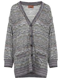 Missoni - Truien & Vesten ,Veelkleurig ,Pailletten Caperdoni Maxi Cardigan - Lyst