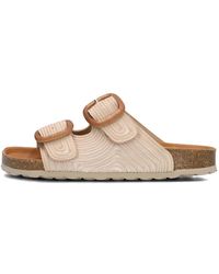 Verbenas - Schoenen ,Leer Leren Look Slippers Met Hout Look Gespen - Lyst