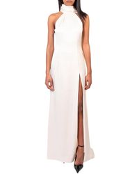 Doris S - Elegantes Langes Kleid Mit Hohem Kragen - Lyst