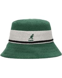 Kangol - Accessoires ,Groen ,Polyester Gestreepte Vissershoed Turf Groen - Lyst