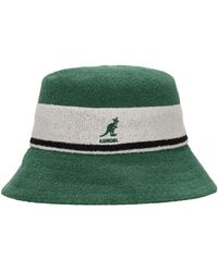 Kangol - Accessoires ,Groen ,Polyester Gestreepte Vissershoed Turf Groen - Lyst