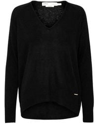 Inwear - Truien & Vesten ,Zwart ,Kasjmier Zwarte V-Hals Premium Pullover Trui - Lyst