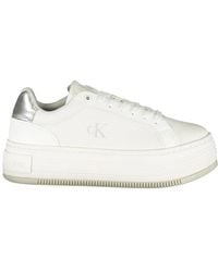Calvin Klein - Weiße Leder Damen Sneaker Keilabsatz - Lyst