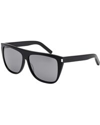 Saint Laurent - Sl 1 sonnenbrille, schwarz/grau silberne gläser - Lyst